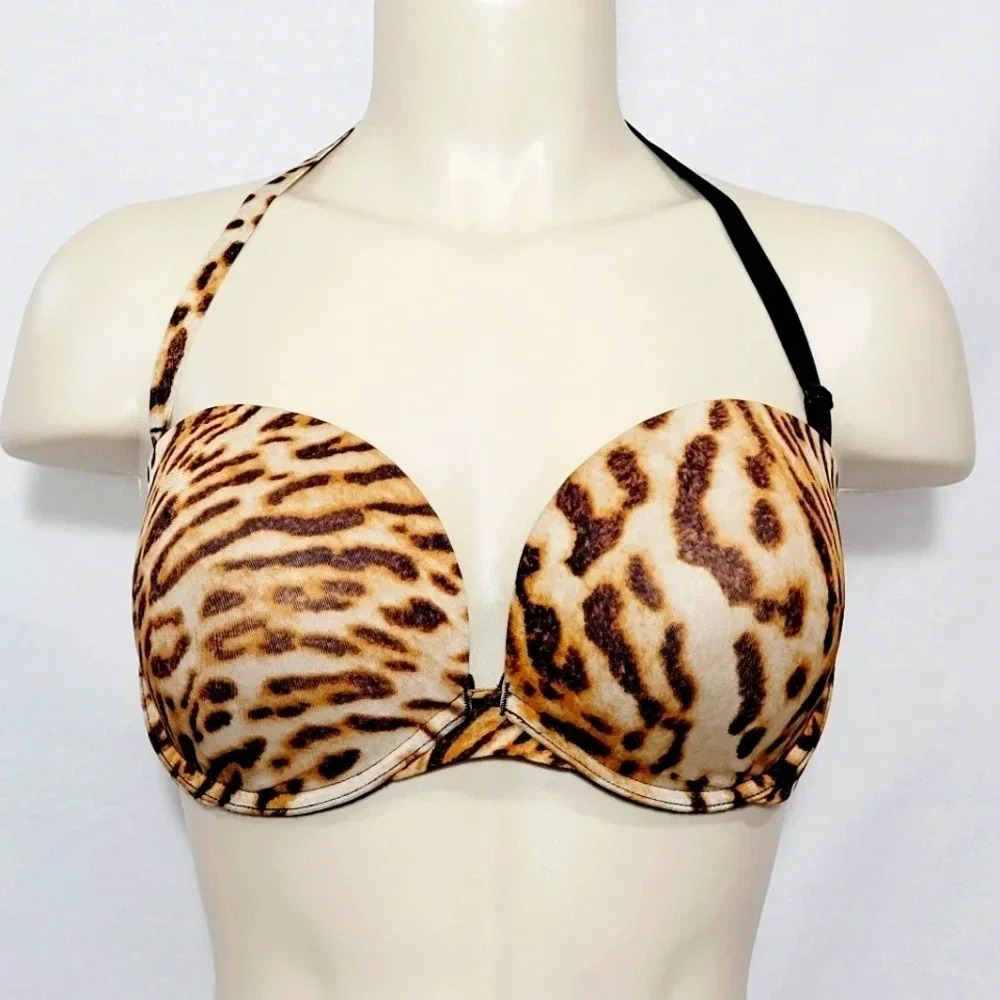 36C Felina 5312 Bra Of The Year Convertible Deep Plunge UW Bra Animal Print  Gen